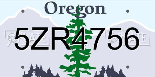 5ZR4756 Oregon License Plate