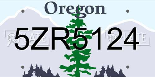 5ZR5124 Oregon License Plate