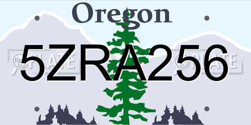 5ZRA256 Oregon License Plate