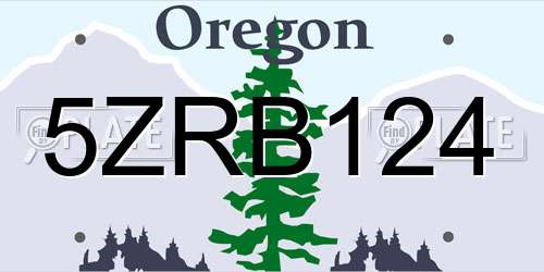 5ZRB124 Oregon License Plate