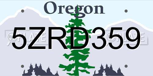5ZRD359 Oregon License Plate