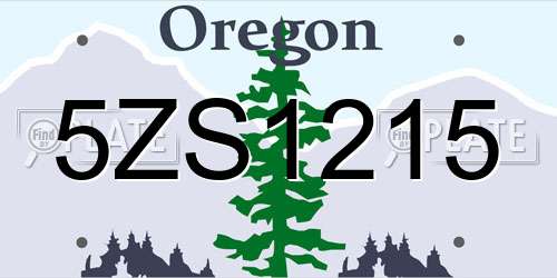 5ZS1215 Oregon License Plate