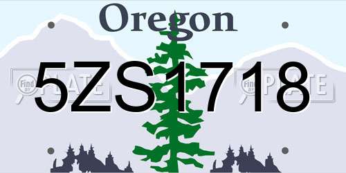 5ZS1718 Oregon License Plate