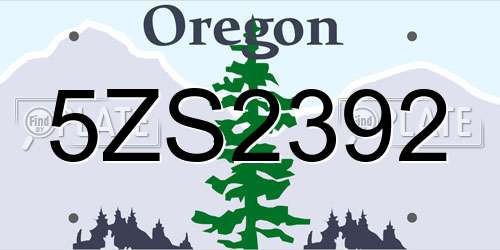 5ZS2392 Oregon License Plate