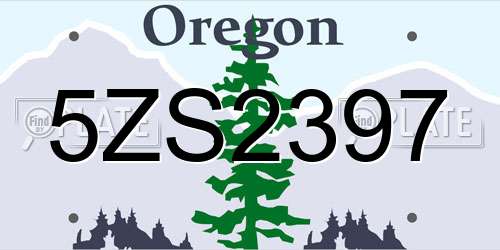 5ZS2397 Oregon License Plate
