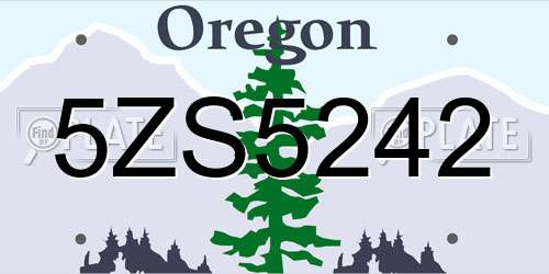 5ZS5242 Oregon License Plate
