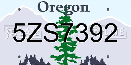 5ZS7392 Oregon License Plate