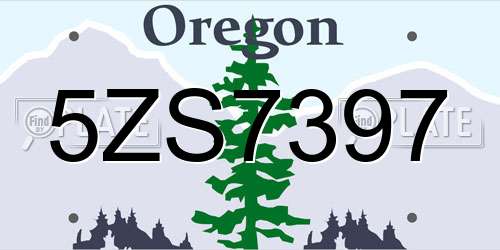 5ZS7397 Oregon License Plate