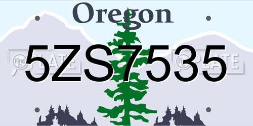 5ZS7535 Oregon License Plate