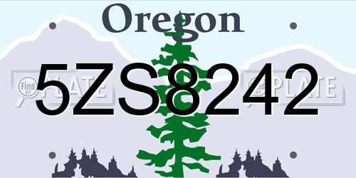 5ZS8242 Oregon License Plate