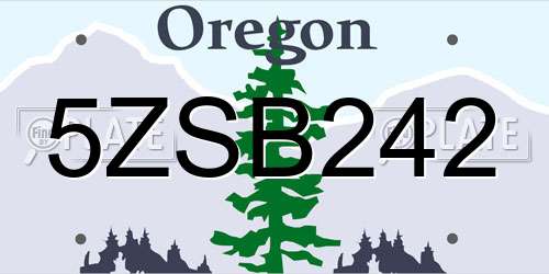 5ZSB242 Oregon License Plate