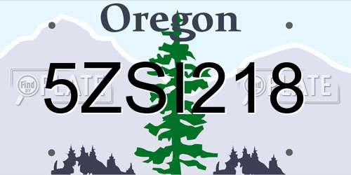 5ZSI218 Oregon License Plate