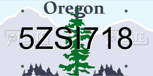 5ZSI718 Oregon License Plate