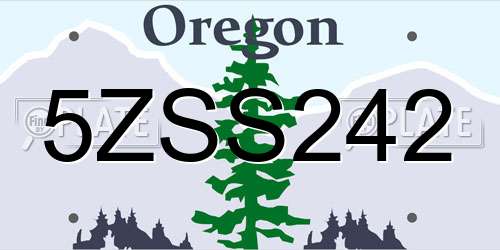 5ZSS242 Oregon License Plate