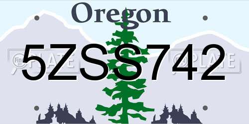 5ZSS742 Oregon License Plate