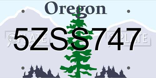 5ZSS747 Oregon License Plate