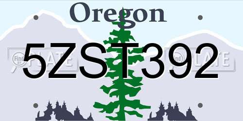 5ZST392 Oregon License Plate