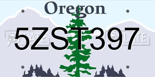 5ZST397 Oregon License Plate