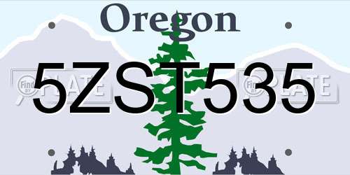 5ZST535 Oregon License Plate
