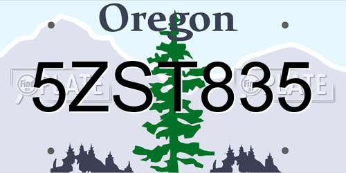 5ZST835 Oregon License Plate