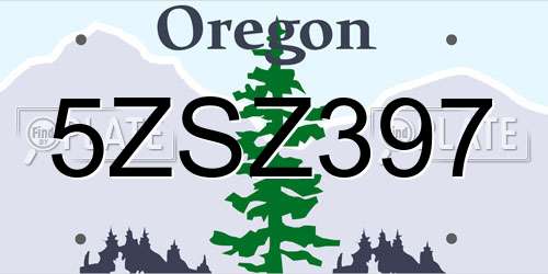 5ZSZ397 Oregon License Plate