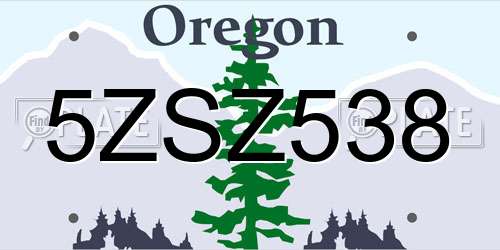 5ZSZ538 Oregon License Plate
