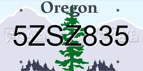 5ZSZ835 Oregon License Plate