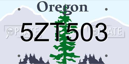 5ZT503 Oregon License Plate