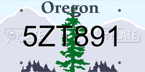 5ZT891 Oregon License Plate