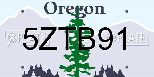 5ZTB91 Oregon License Plate