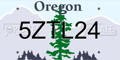 5ZTL24 Oregon License Plate