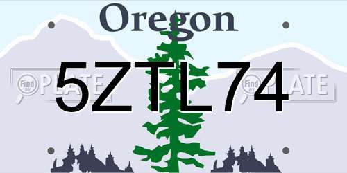 5ZTL74 Oregon License Plate