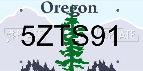 5ZTS91 Oregon License Plate