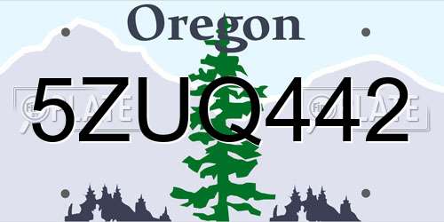 5ZUQ442 Oregon License Plate