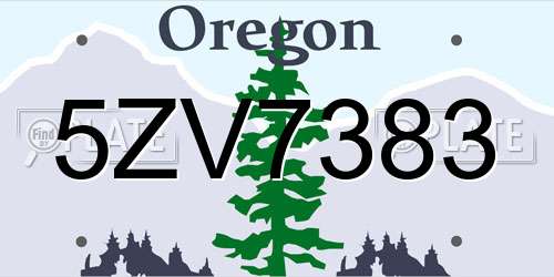5ZV7383 Oregon License Plate