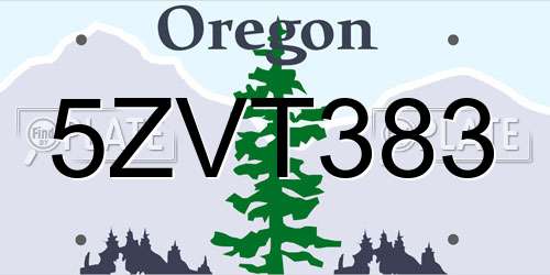 5ZVT383 Oregon License Plate