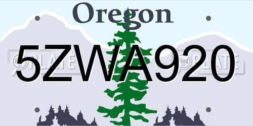 5ZWA920 Oregon License Plate