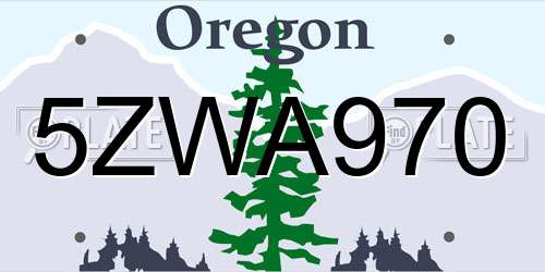 5ZWA970 Oregon License Plate