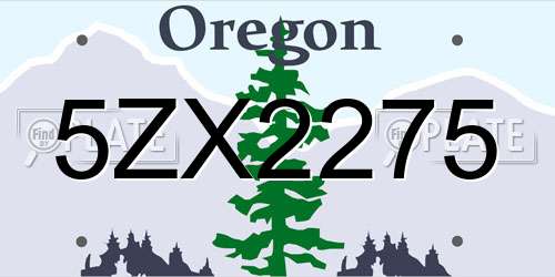 5ZX2275 Oregon License Plate
