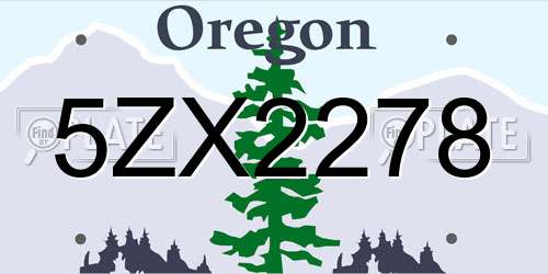 5ZX2278 Oregon License Plate