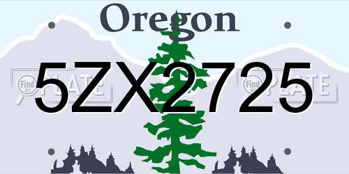5ZX2725 Oregon License Plate