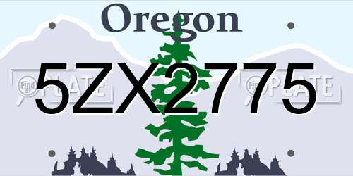 5ZX2775 Oregon License Plate