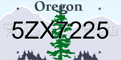 5ZX7225 Oregon License Plate