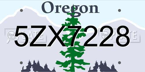 5ZX7228 Oregon License Plate