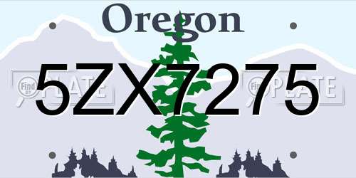 5ZX7275 Oregon License Plate