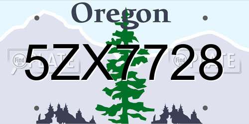 5ZX7728 Oregon License Plate