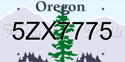 5ZX7775 Oregon License Plate