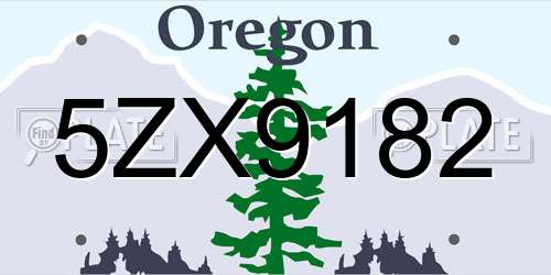 5ZX9182 Oregon License Plate