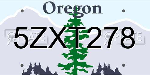 5ZXT278 Oregon License Plate