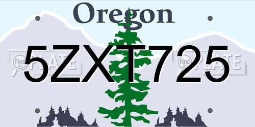 5ZXT725 Oregon License Plate